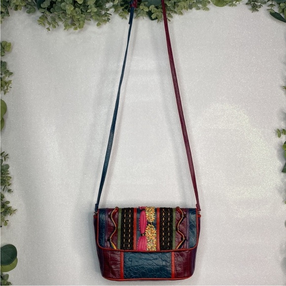 Sharif vintage Multi-color Patchwork Textured Leather Bag - Picture 5 of 12